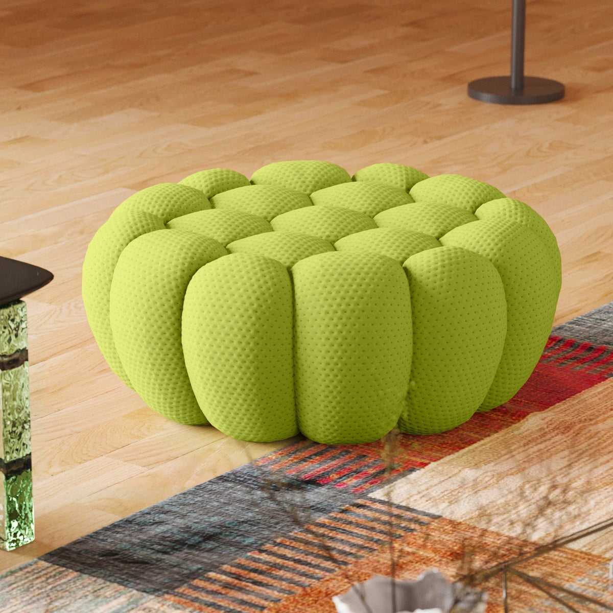 Essential lime-green 3D-Knitted Fabric Ottomans | 1-Piece, 3D-Knitted Fabric, Compact Design