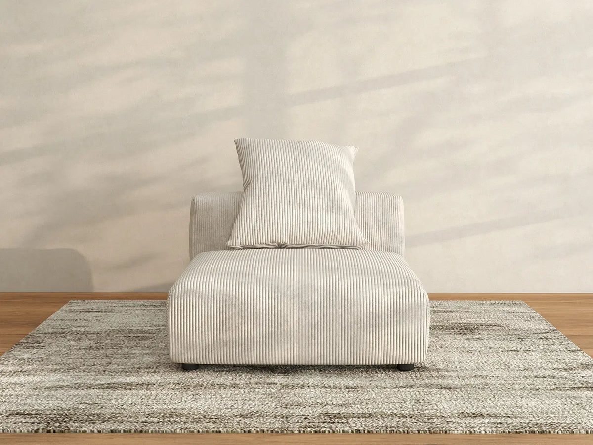 Matrix 1-Seater Beige Washable Single Sofa | 1-Piece, Corduroy Fabric, Modular Design