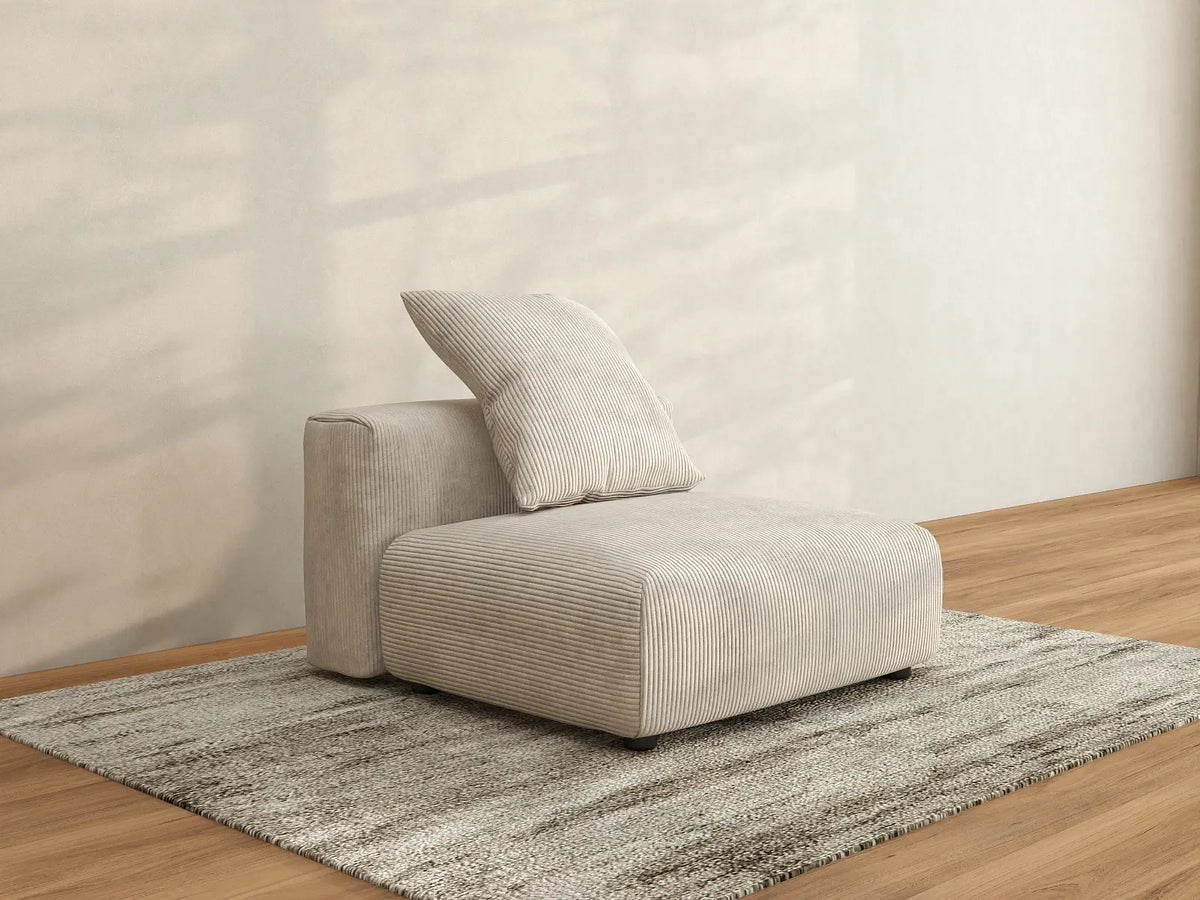 Matrix 1-Seater Beige Washable Single Sofa | 1-Piece, Corduroy Fabric, Modular Design