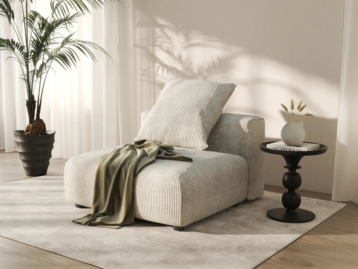 Matrix 1-Seater Beige Washable Single Sofa | 1-Piece, Corduroy Fabric, Modular Design