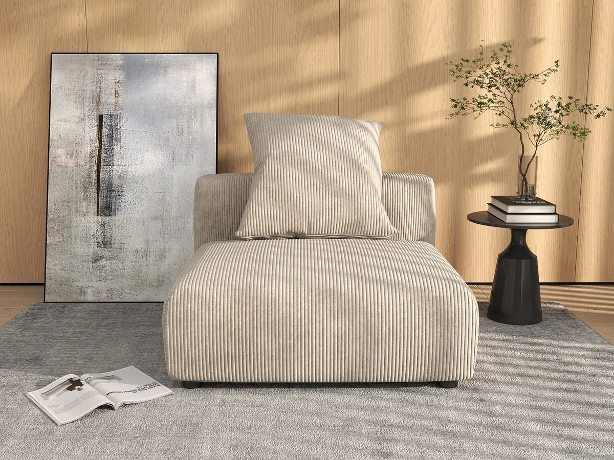 Matrix 1-Seater Beige Washable Single Sofa | 1-Piece, Corduroy Fabric, Modular Design