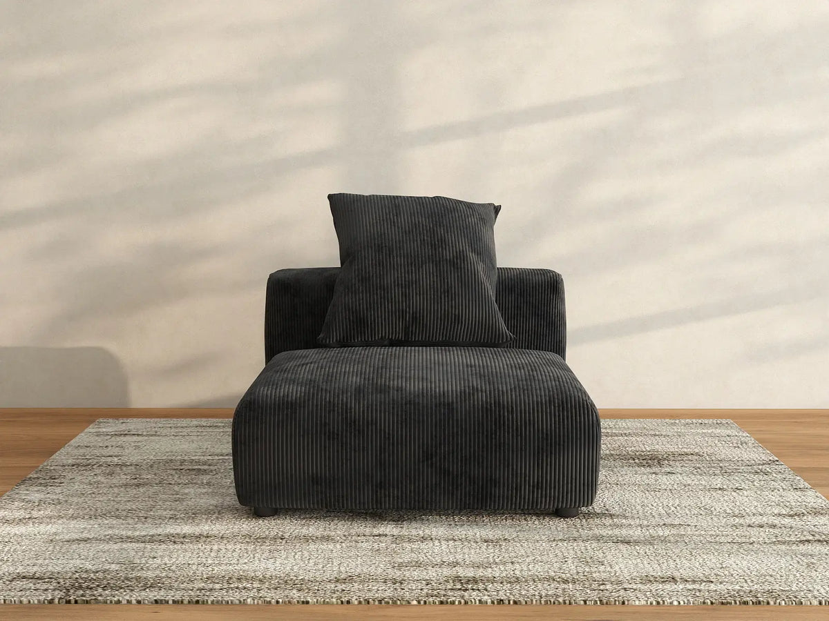 Matrix 1-Seater Black Washable Single Sofa | 1-Piece, Corduroy Fabric, Modular Design
