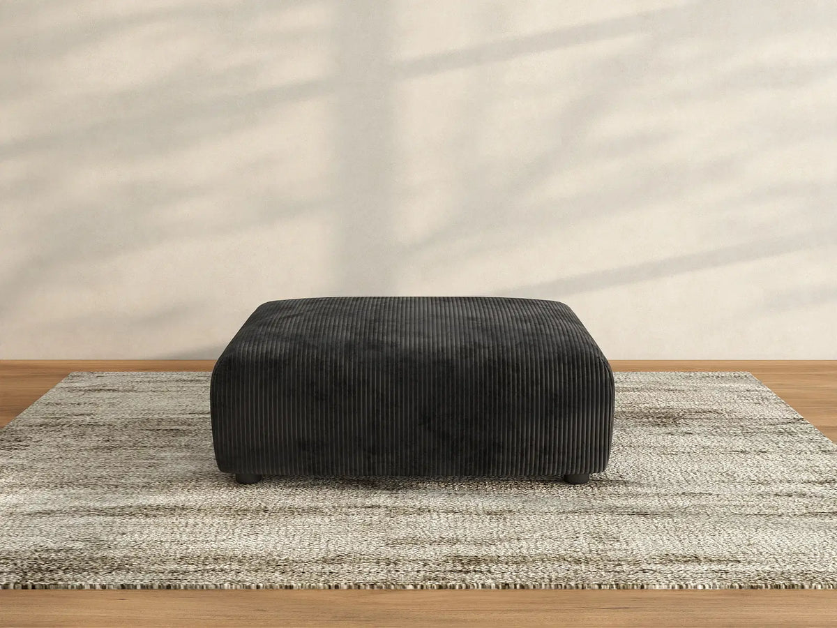 Matrix Black Washable Ottoman | 1-Piece, Corduroy Fabric, Modular Design