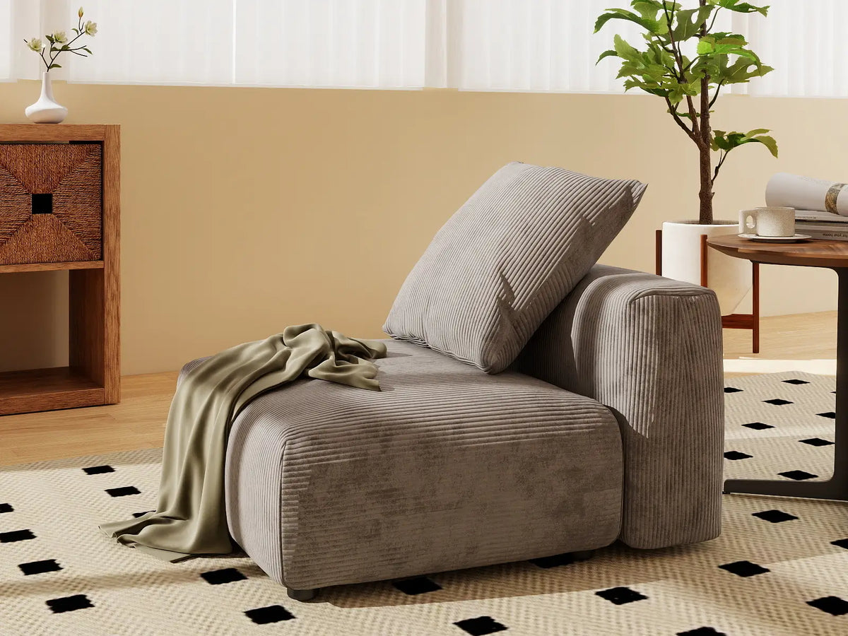 Matrix 1-Seater Brown Washable Single Sofa | 1-Piece, Corduroy Fabric, Modular Design