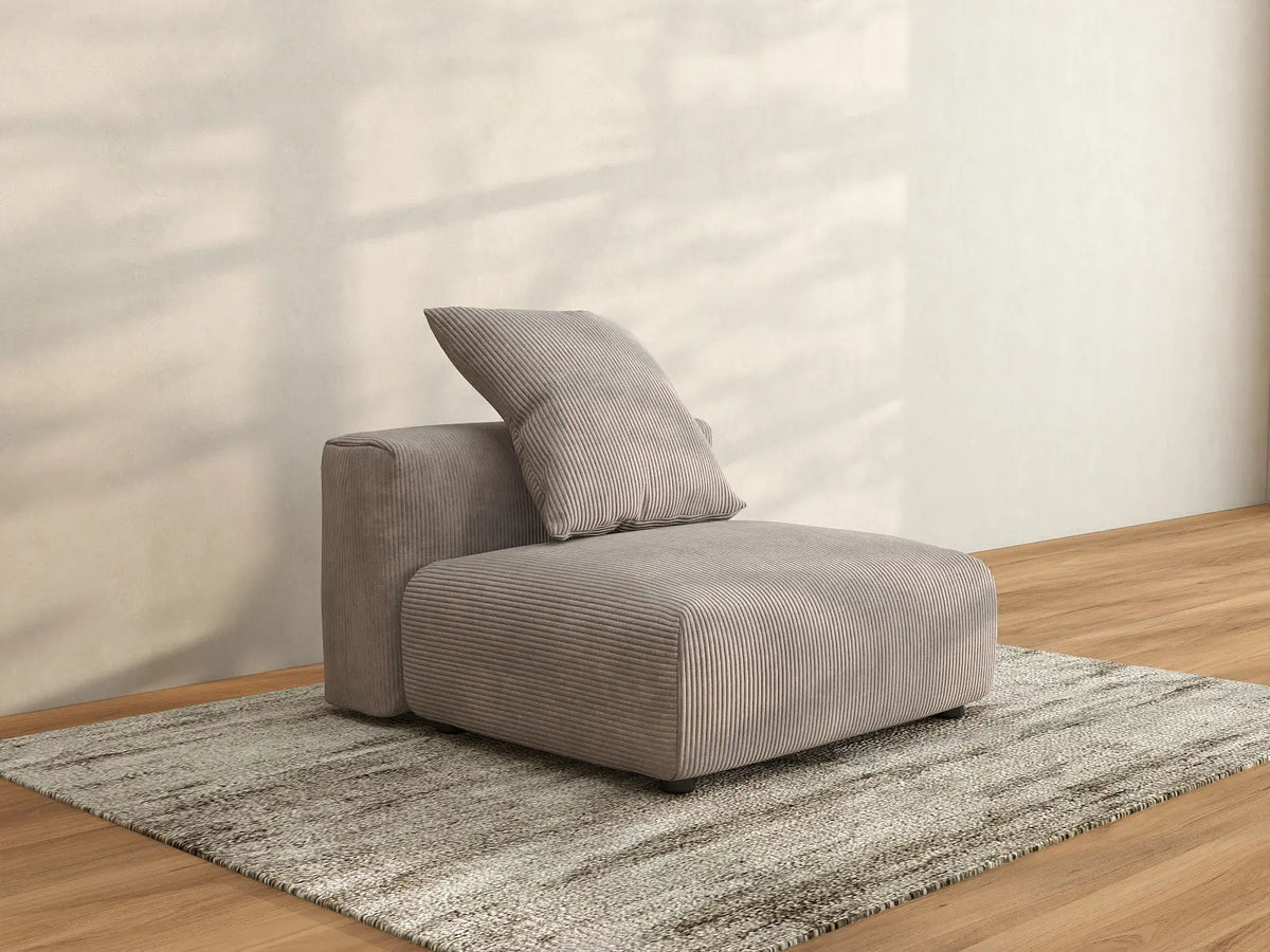 Matrix 1-Seater Brown Washable Single Sofa | 1-Piece, Corduroy Fabric, Modular Design