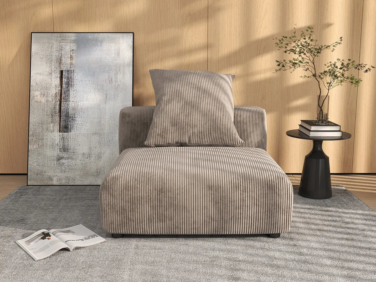Matrix 1-Seater Brown Washable Single Sofa | 1-Piece, Corduroy Fabric, Modular Design
