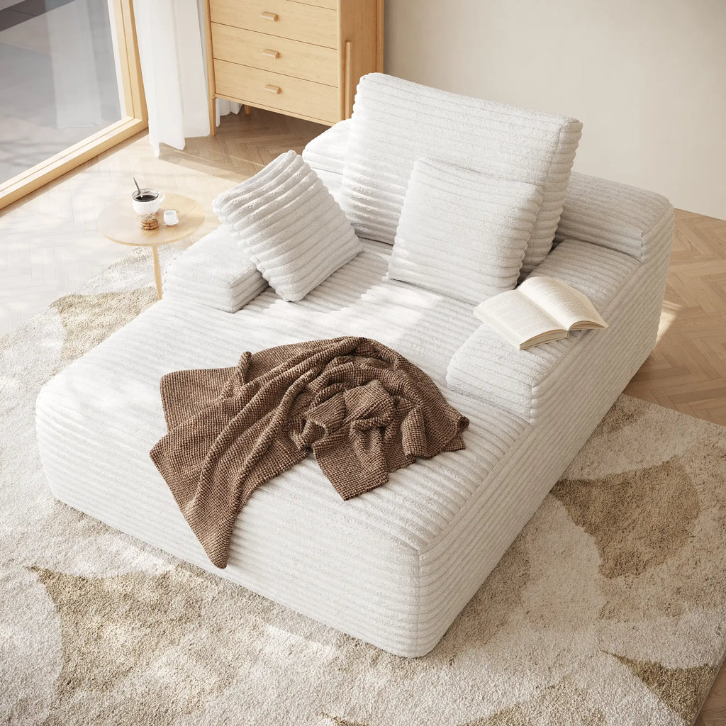 Essential 1-Seater beige Corduroy Single Sofa | 1-Piece, Corduroy Fabric, Small Space