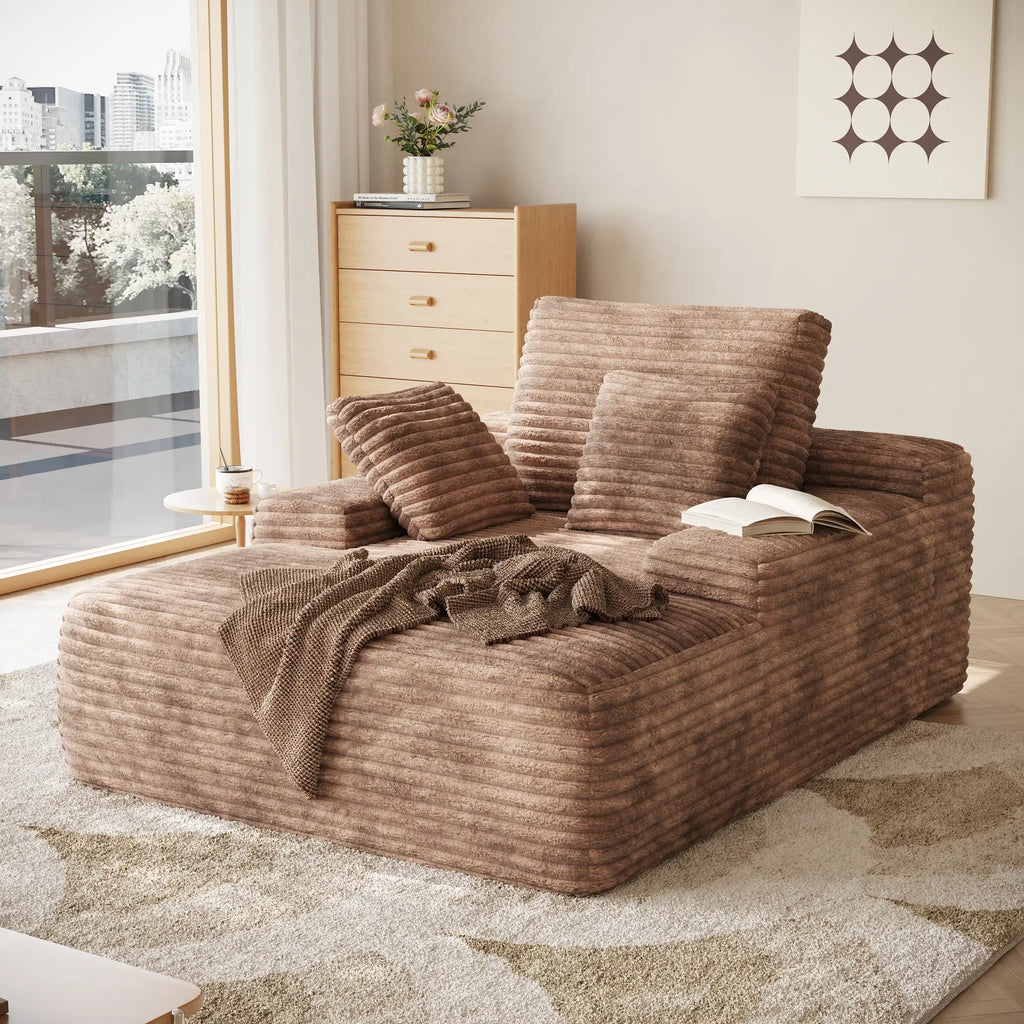 Essential 1-Seater brown Corduroy Single Sofa | 1-Piece, Corduroy Fabric, Small Space