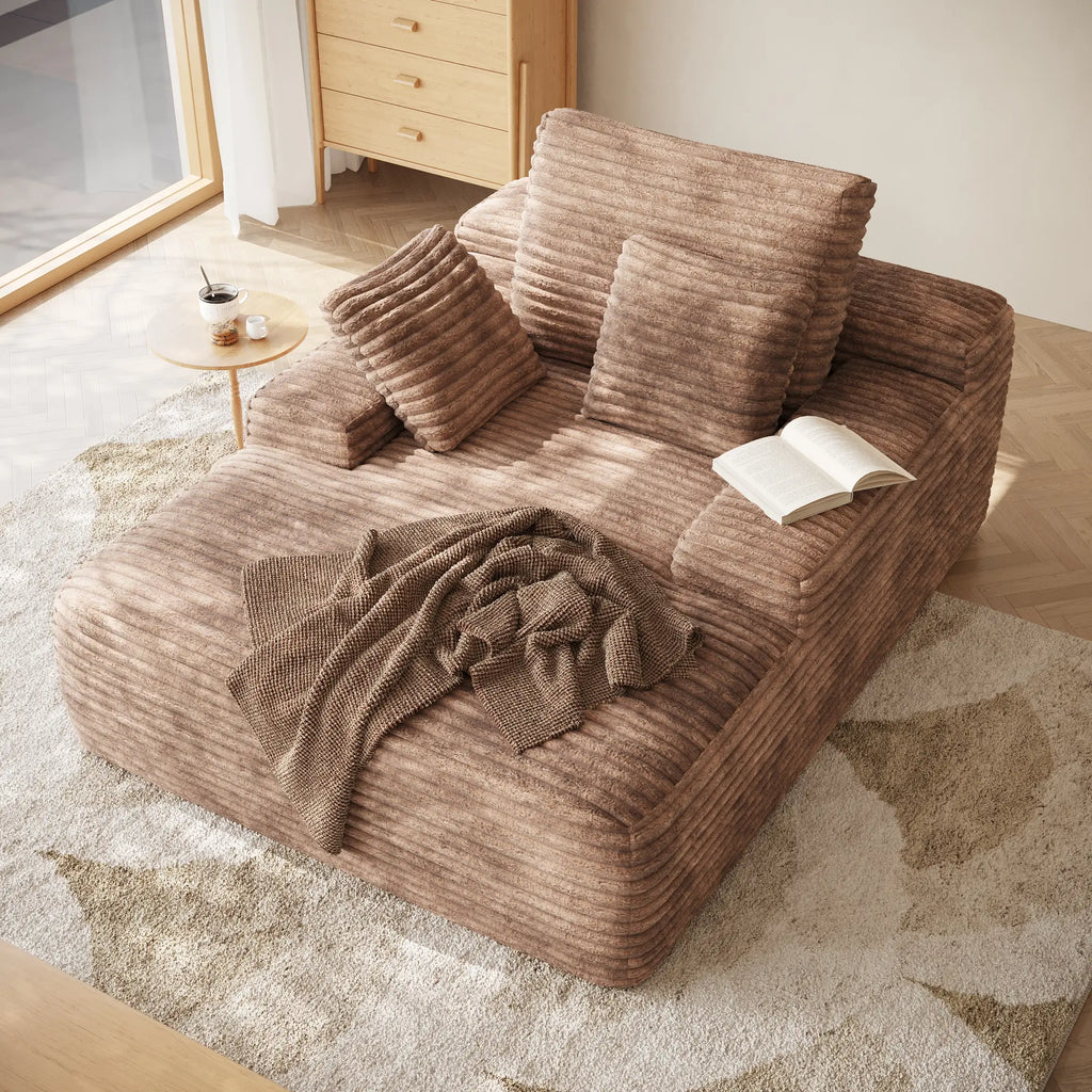 Essential 1-Seater brown Corduroy Single Sofa | 1-Piece, Corduroy Fabric, Small Space