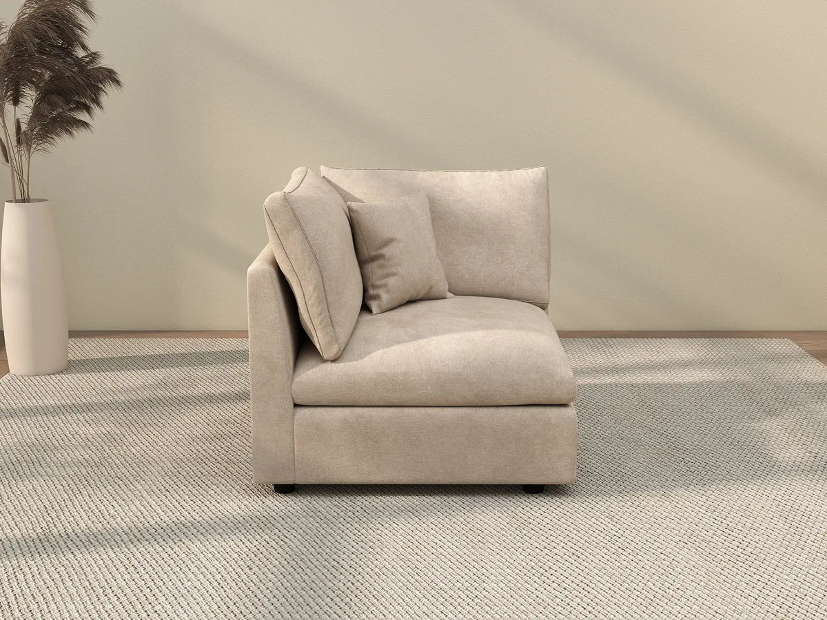 Deluxe Cloud 1-Seater Khaki Washable Single Sofa | 1-Piece, Chenille and Linen Fabric, Modular Design