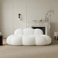Essential 3-Seater white Teddy Velvet Couch Sectionals | 1-Piece, Teddy Velvet Fabric, Compact Design