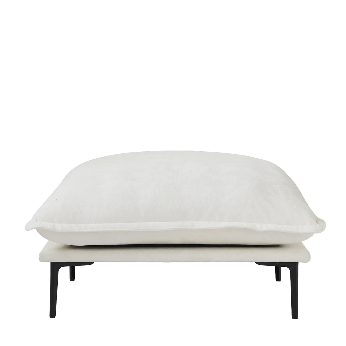 Deluxe Cloud Beige Modular Ottoman | 1-Piece, Velvet Fabric, Small Space