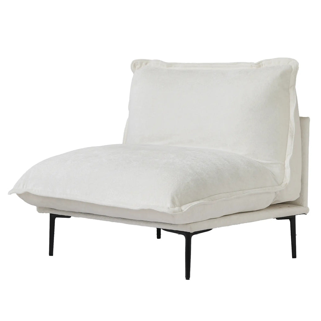 Deluxe Cloud 1-Seater Beige Modular Single Sofa | 1-Piece, Velvet Fabric, Small Space