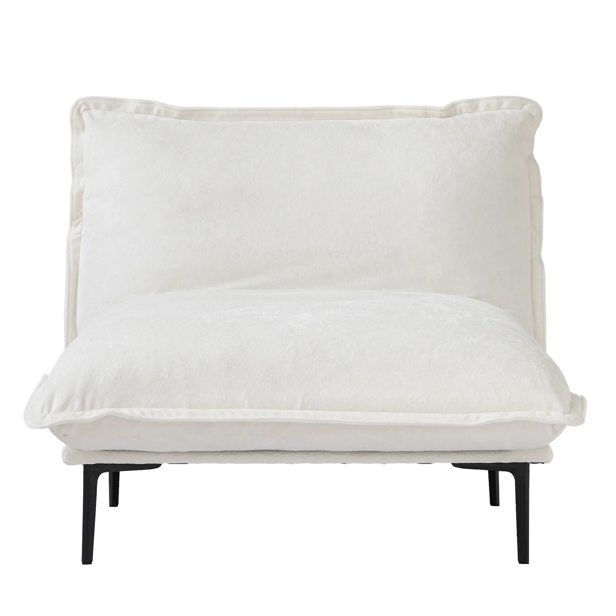 Deluxe Cloud 1-Seater Beige Modular Single Sofa | 1-Piece, Velvet Fabric, Small Space
