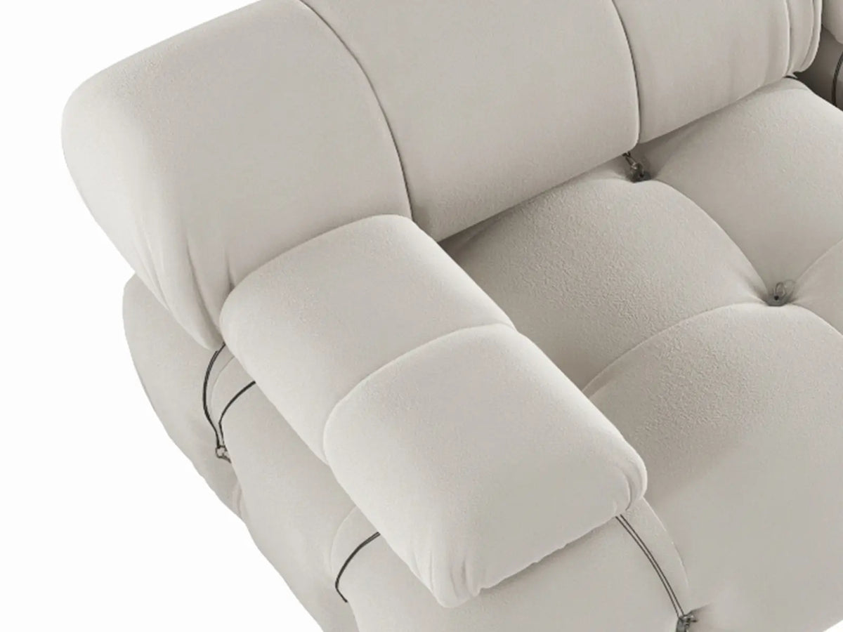Matrix Beige 1-Seater Single Sofa | 1-Piece, Armless Design, Velvet Fabric, Fixed Upholstery