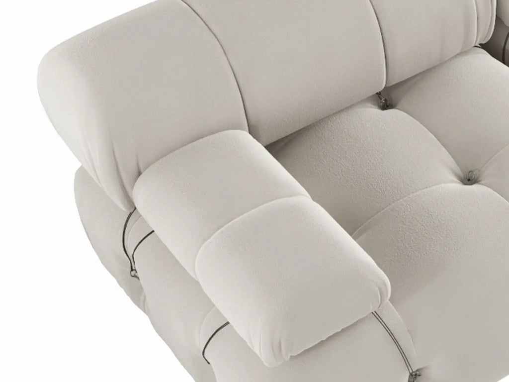Matrix Beige 1-Seater Single Sofa | 1-Piece, Left-Arm Design, Velvet Fabric, Fixed Upholstery