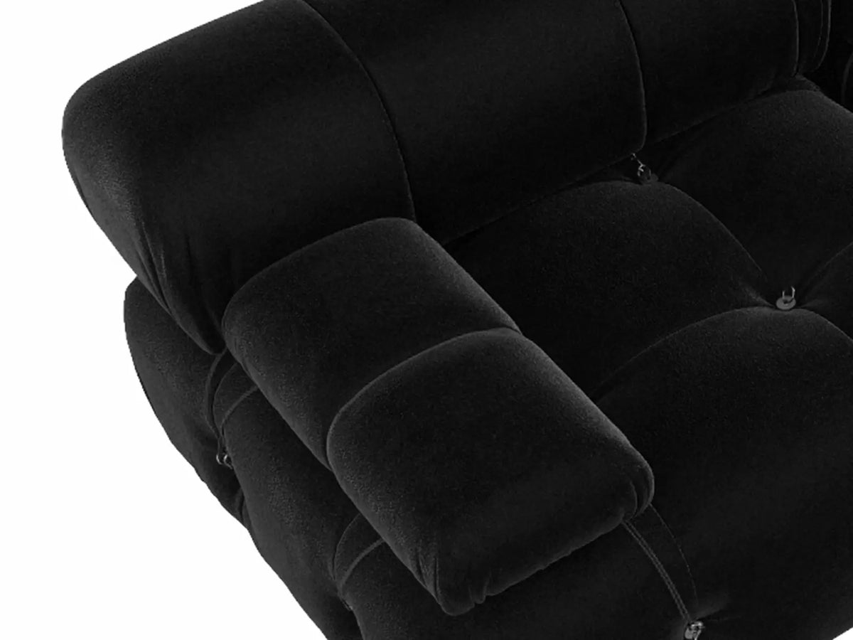 Matrix Black 3-Seater L-Shaped Sectional | 4-Piece (Includes 1 Ottoman), Velvet Fabric, Fixed Upholstery