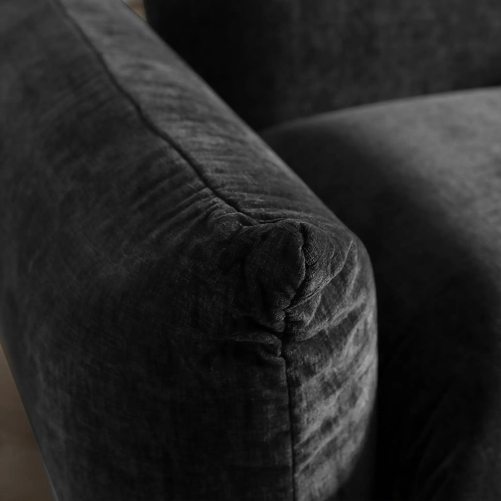 Matrix Black 2-Seater Loveseat | 2-Piece, Chenille Fabric, Fixed Upholstery