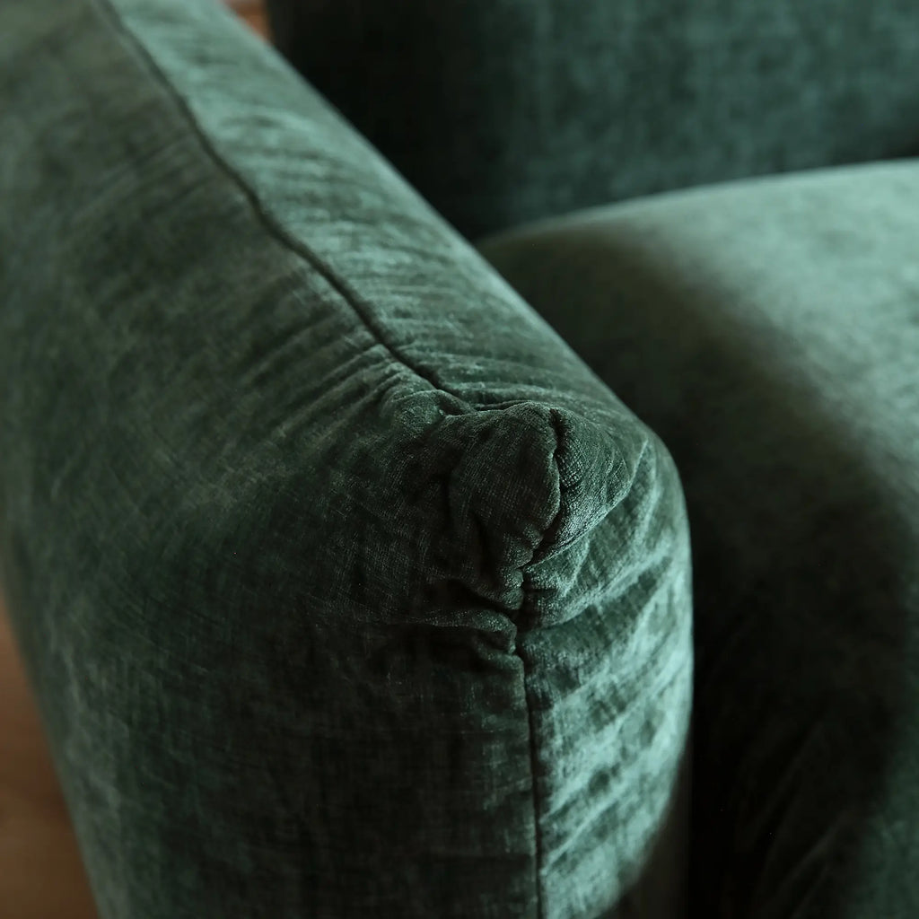 Matrix Green 1-Seater Single Sofa | 1-Piece, Dual-Arm Design, Chenille Fabric, Fixed Upholstery