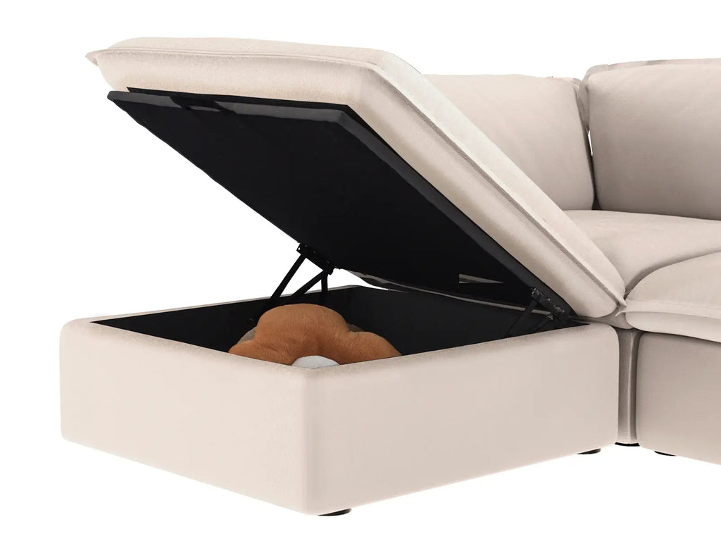 Deluxe Cloud 1-Seater Beige Washable Single Sofa | 1-Piece, Linen and Cotton Fabric, Modular Design
