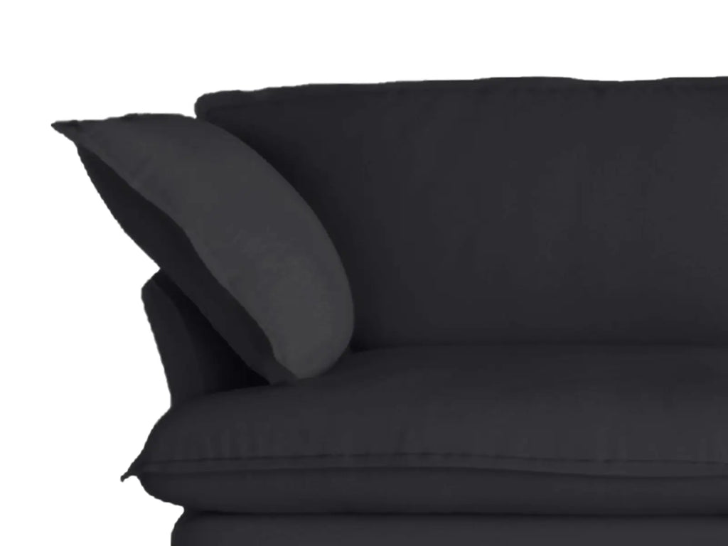Deluxe Cloud Black 1-Seater Single Sofa | 1-Piece, Linen and Cotton Fabric, Washable Covers