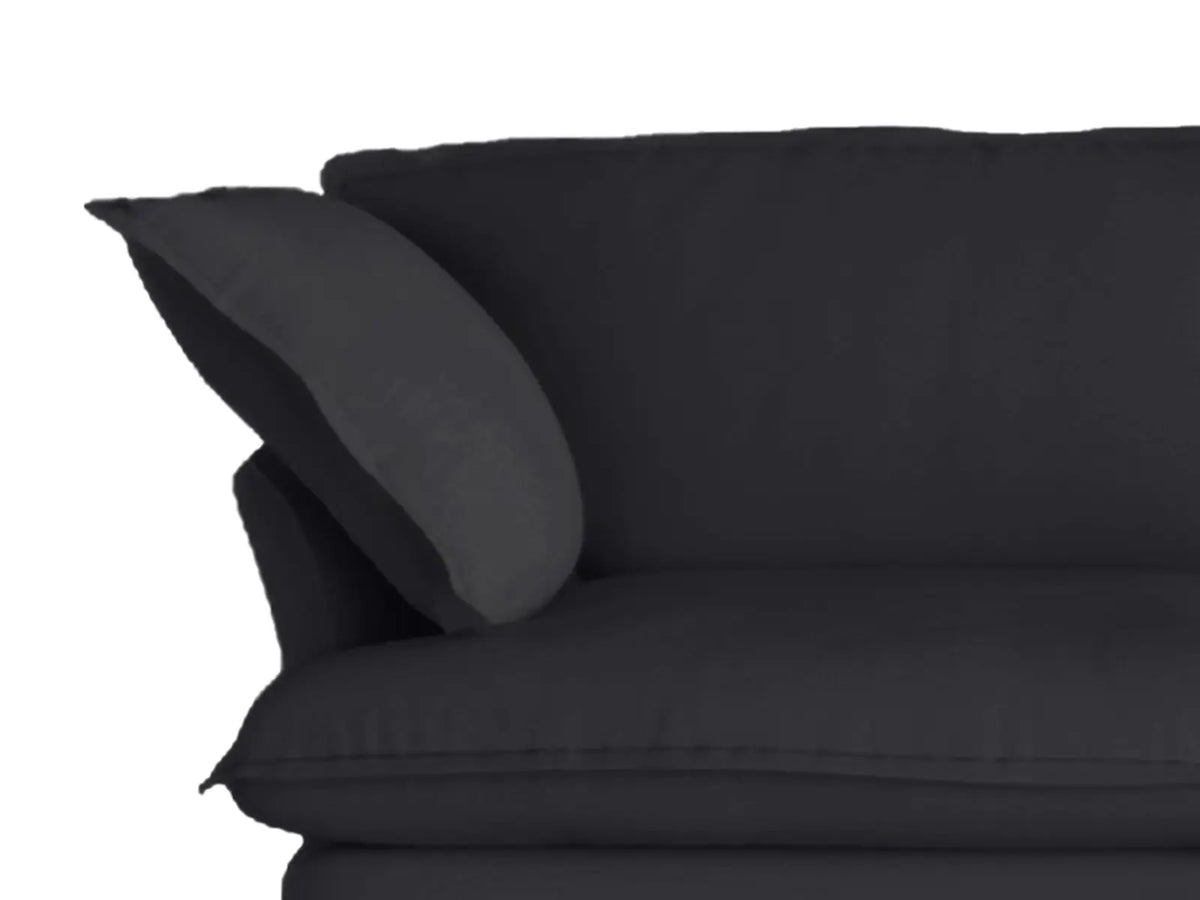 Deluxe Cloud Black 1-Seater Single Sofa | 1-Piece, Linen and Cotton Fabric, Washable Covers