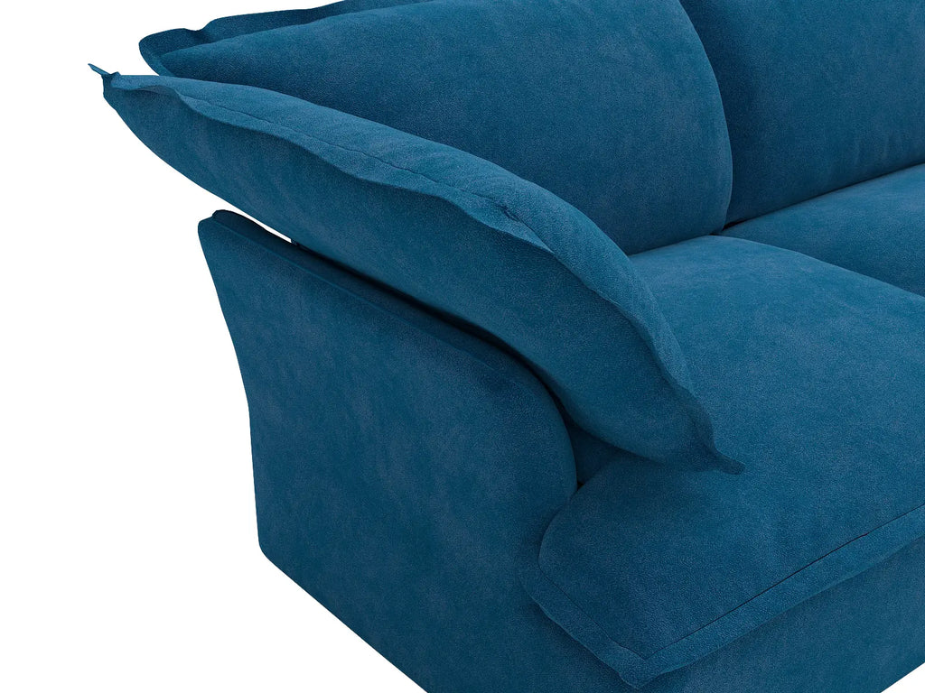 Deluxe Cloud Blue 2-Seater Loveseat Small Space | 2-Piece, Velvet Fabric, Washable Covers