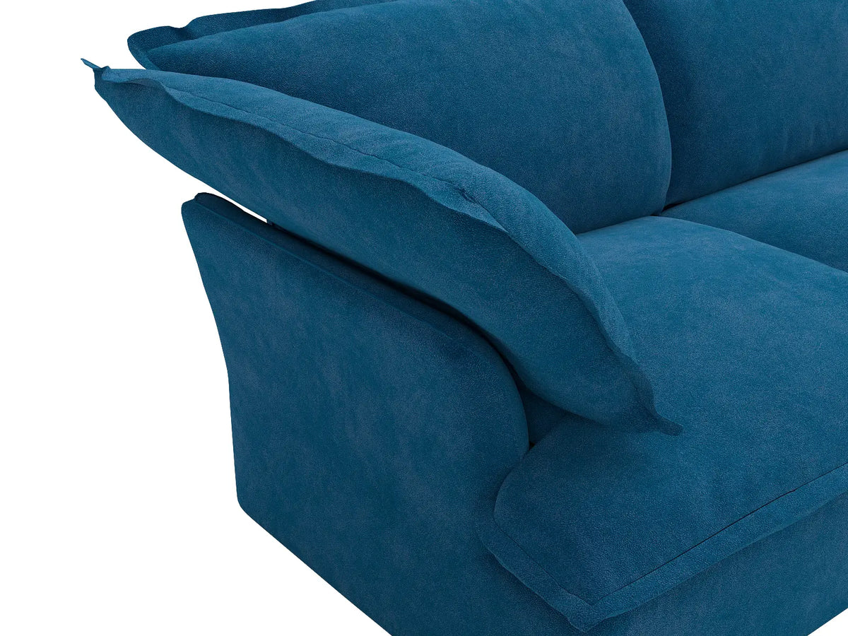 Deluxe Cloud Blue 2-Seater Loveseat Small Space | 2-Piece, Velvet Fabric, Washable Covers