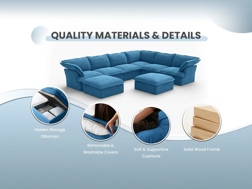Deluxe Cloud Blue 2-Seater Loveseat Small Space | 2-Piece, Velvet Fabric, Washable Covers