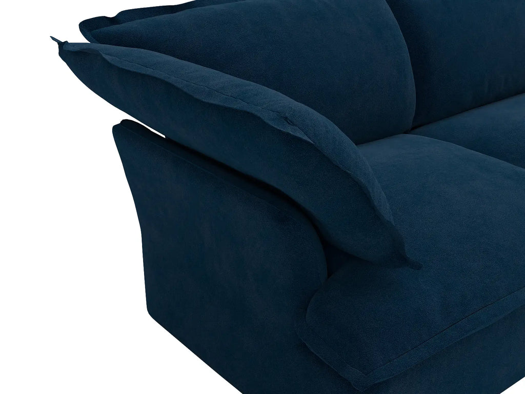 Deluxe Cloud Dark Blue 6-Seater V-Shaped Modular Sofa | 7-Piece (includes 1 ottoman), Velvet Fabric, Storage Ottoman