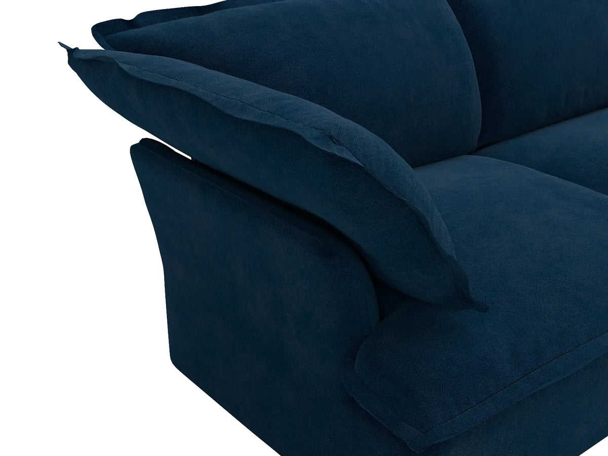 Deluxe Cloud Dark Blue 6-Seater V-Shaped Modular Sofa | 7-Piece (includes 1 ottoman), Velvet Fabric, Storage Ottoman