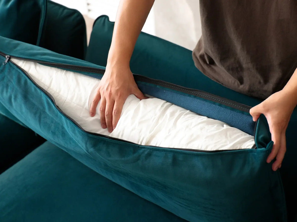 Deluxe Cloud Turquoise 1-Seater Single Sofa | 1-Piece, Velvet Fabric, Washable Covers