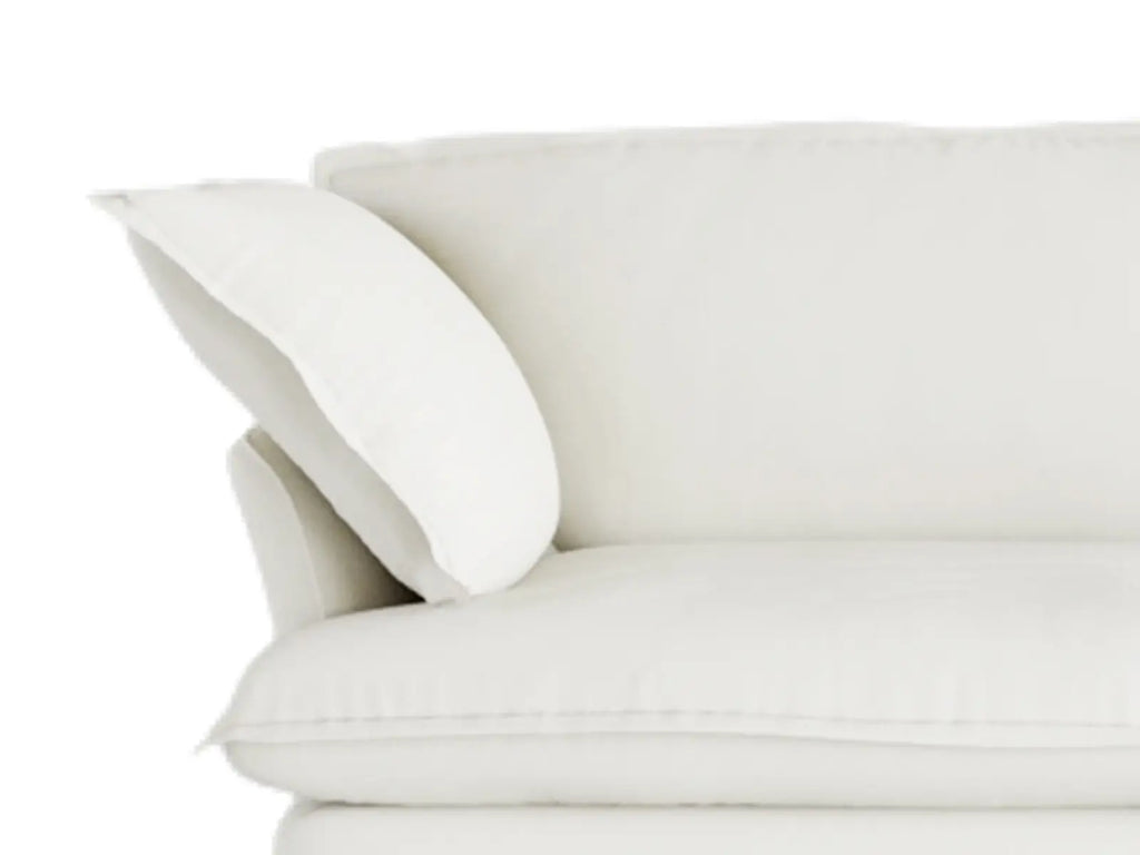 Deluxe Cloud 1-Seater White Washable Single Sofa | 1-Piece, Linen and Cotton Fabric, Modular Design