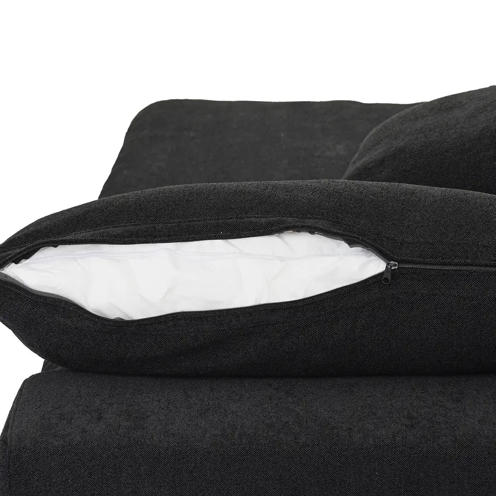 Deluxe Cloud Black Storage Ottoman | 1-Piece, Cotton and Linen Fabric, Washable Covers