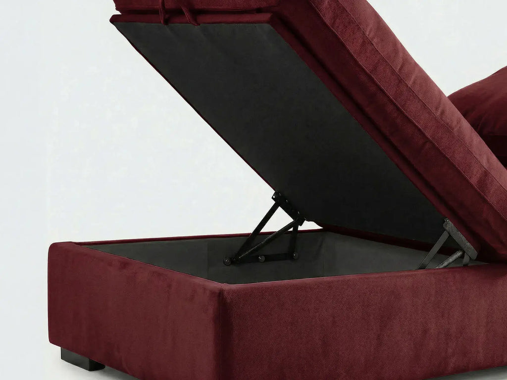 Deluxe Cloud 4-Seater Claret Pit Sectional | 8-Piece (Includes 4 Ottomans), Velvet Fabric, Family Room Seating, Washable Cushion Covers
