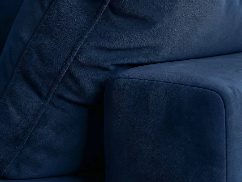 Deluxe Cloud 1-Seater Single Sofa in Dark Blue Velvet | 1-Piece, Living Room Accent, Easy To Clean, Contemporary Style