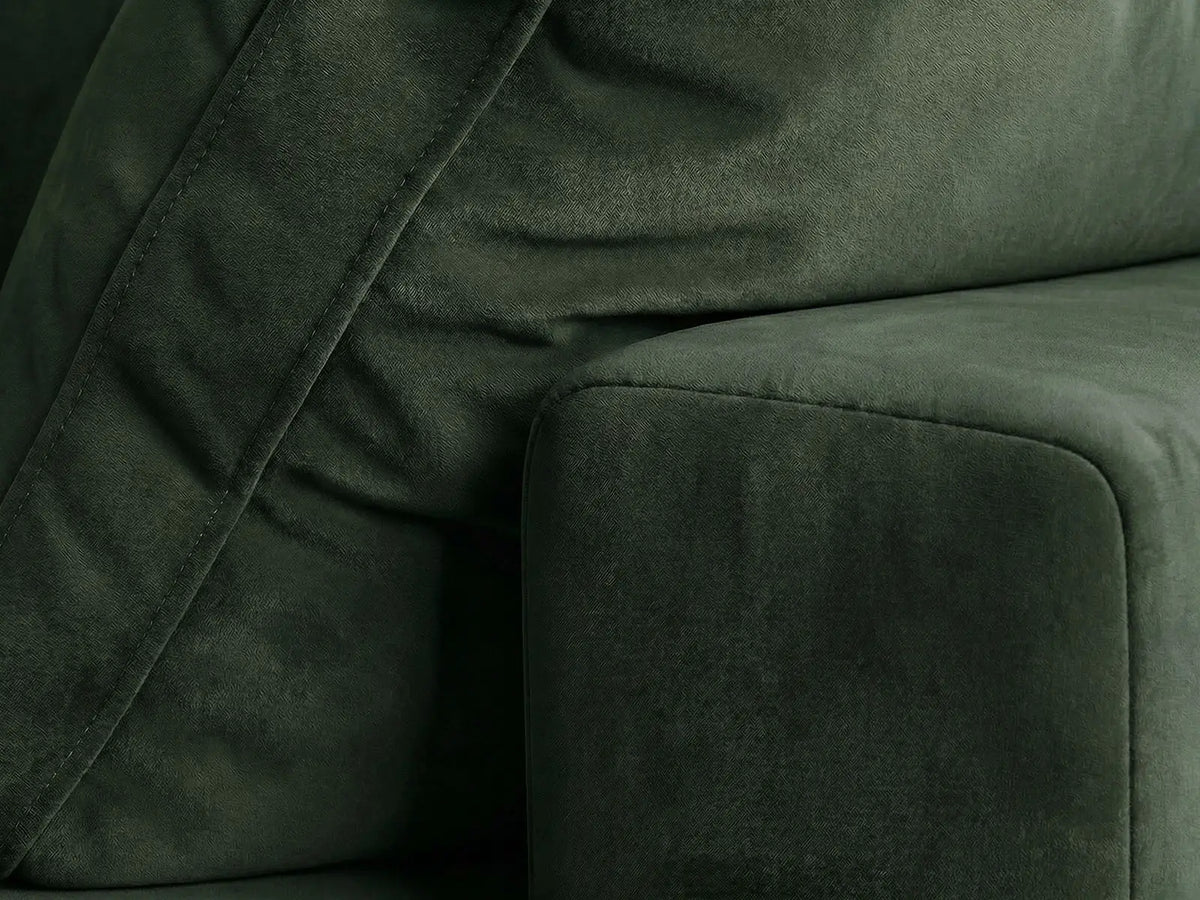 Deluxe Cloud 3-Seater Olive Green U-Shaped Sectional | 5-Piece (Includes 2 Ottomans), Velvet Fabric, Family Room Seating, Washable Cushion Covers