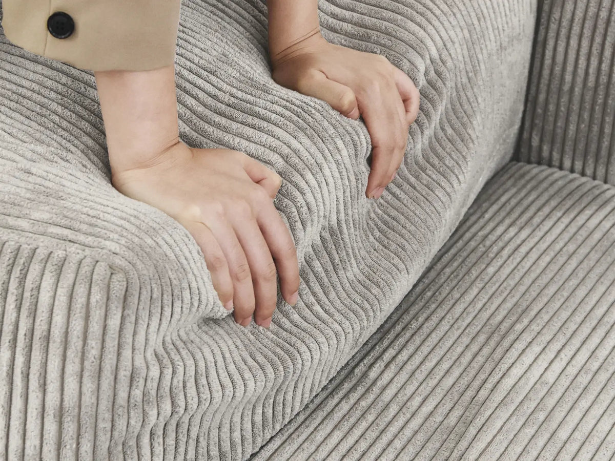 Matrix 4-Seater Sofa Set in Grey Corduroy | 5-Piece (Includes 1 Ottoman), Easy To Clean, Modular Design