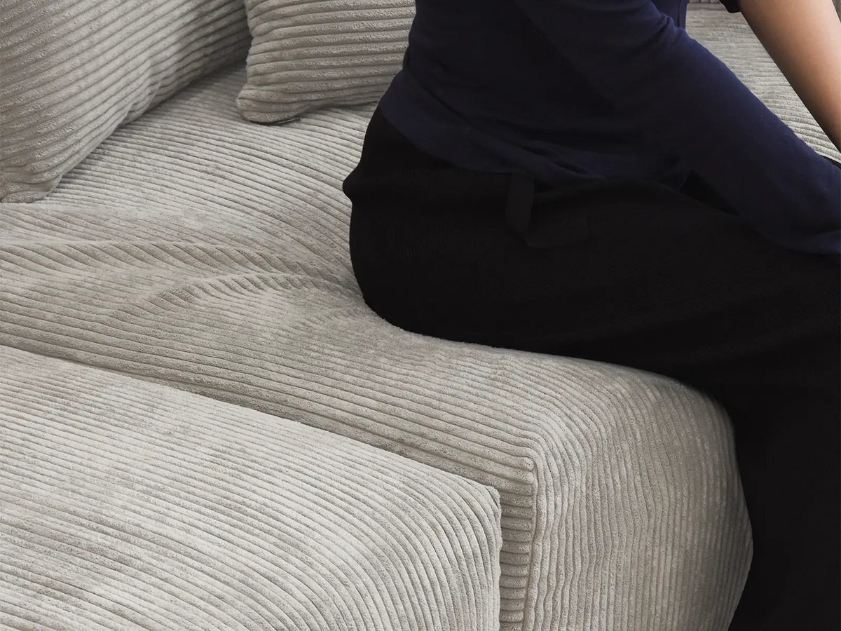 Matrix 4-Seater Grey Couch Sectional | 4-Piece, Corduroy Fabric, Living Room Seating, Washable Cushion Covers
