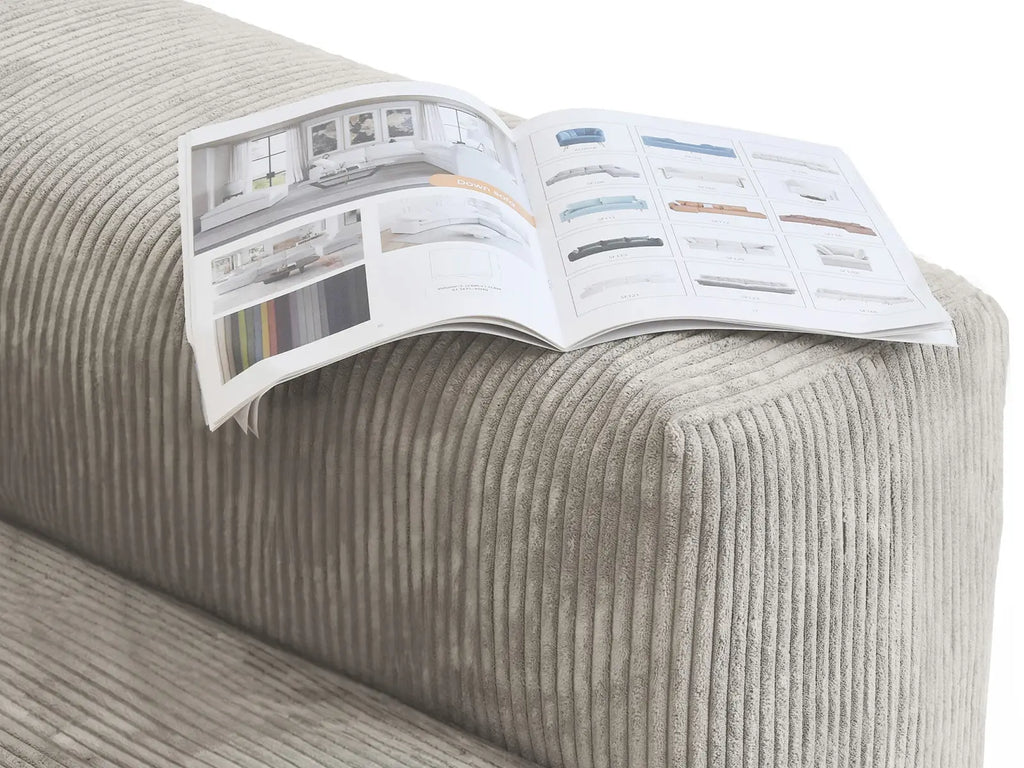 Matrix 4-Seater Grey Couch Sectional | 4-Piece, Corduroy Fabric, Living Room Seating, Washable Cushion Covers