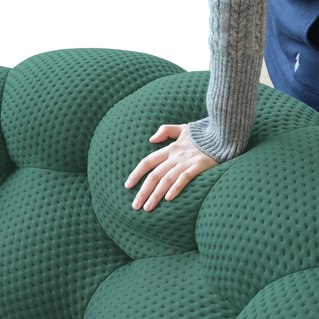 Essential 2-Seater green 3D-Knitted Fabric Chaise Sectionals | 2-Piece (includes 1 Ottoman), 3D-Knitted Fabric, Small Space