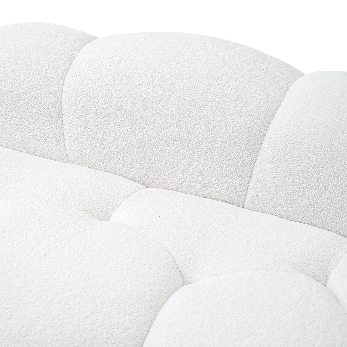 Essential 3-Seater white Teddy Velvet Couch Sectionals | 1-Piece, Teddy Velvet Fabric, Compact Design