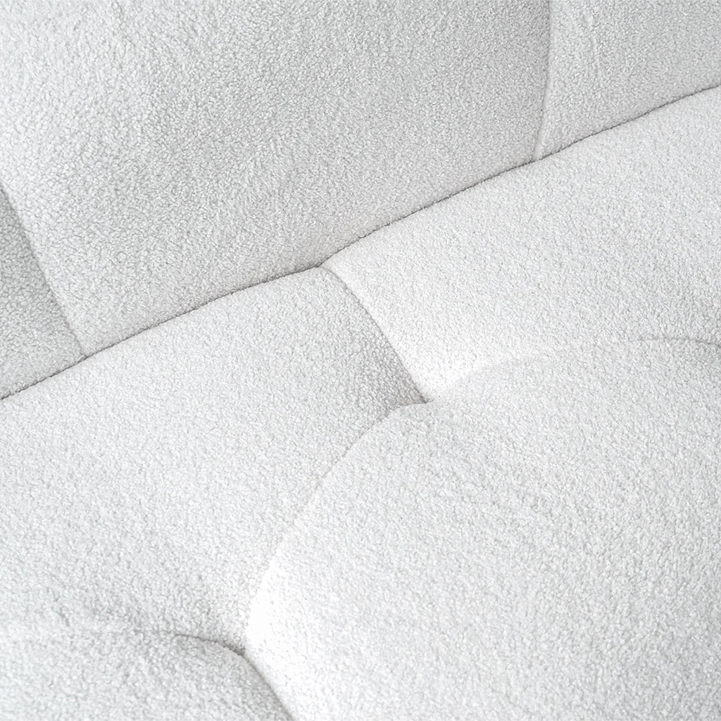 Essential 3-Seater white Teddy Velvet Couch Sectionals | 1-Piece, Teddy Velvet Fabric, Compact Design