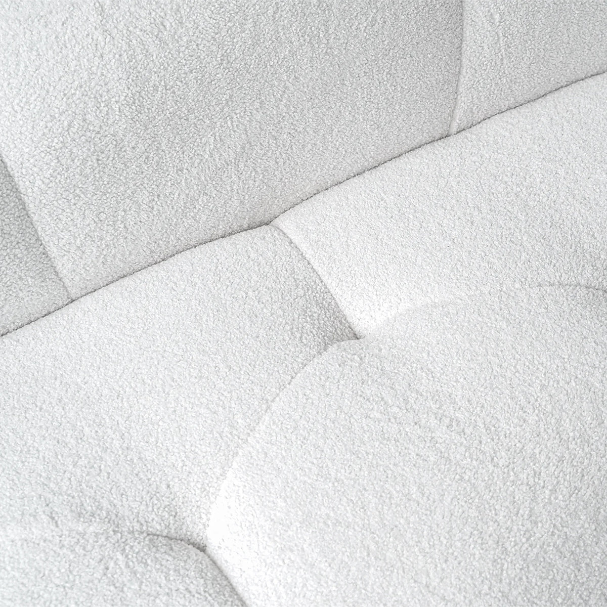Essential 3-Seater white Teddy Velvet Couch Sectionals | 1-Piece, Teddy Velvet Fabric, Compact Design
