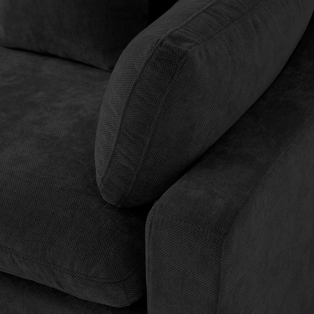 Deluxe Cloud 4-Seater Black Washable U-Shaped Sectional | 6-Piece (includes 2 Ottomans), Chenille and Linen Fabric, Modular Design