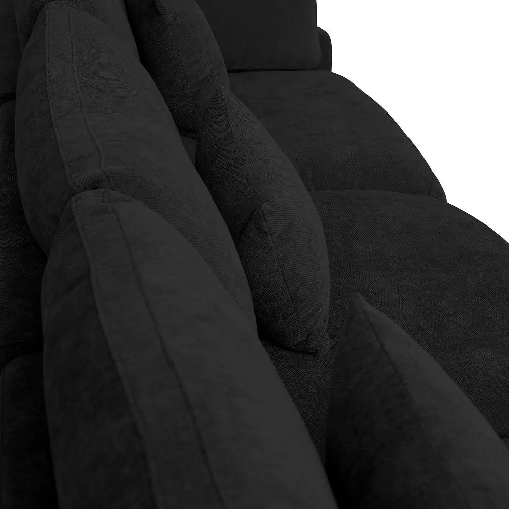 Deluxe Cloud Black Washable Ottoman | 1-Piece, Chenille and Linen Fabric, Modular Design