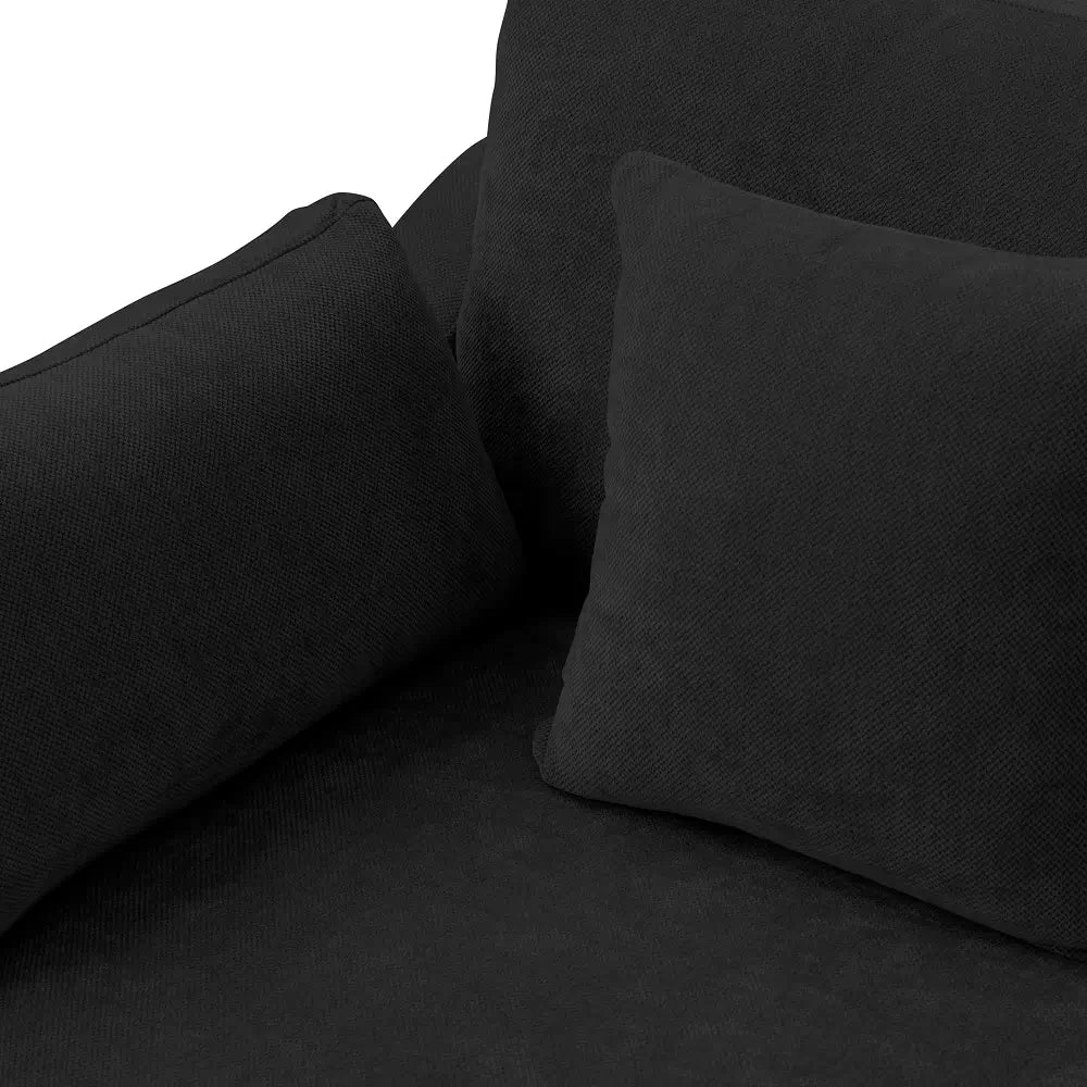 Deluxe Cloud 6-Seater Black Pit Sectional | 6-Piece, Chenille And Linen Fabric, Washable Cushion Covers