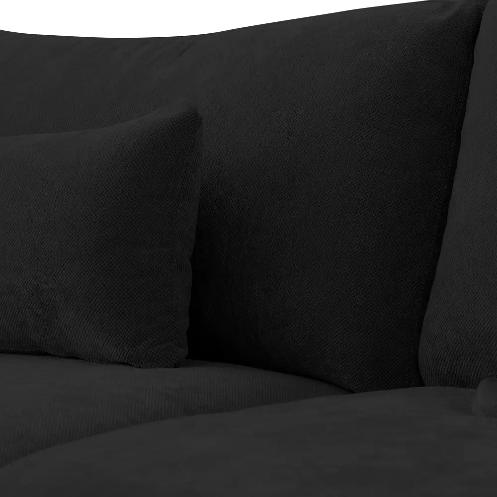 Deluxe Cloud 4-Seater Black Washable U-Shaped Sectional | 6-Piece (includes 2 Ottomans), Chenille and Linen Fabric, Modular Design
