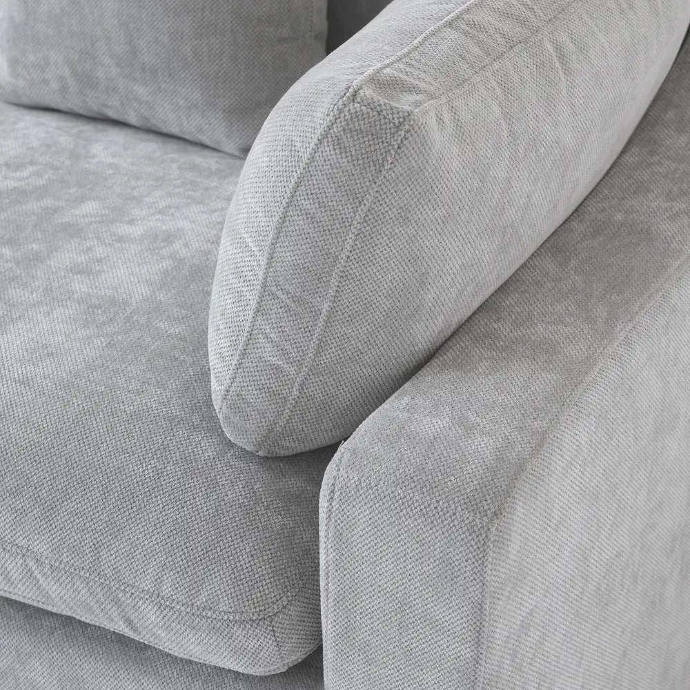 Deluxe Cloud 3-Seater Light-Grey Washable Pit Sectional | 6-Piece (includes 3 Ottomans), Chenille and Linen Fabric, Modular Design