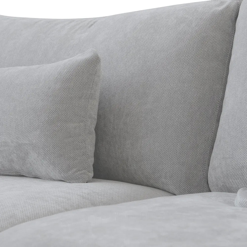 Deluxe Cloud 4-Seater Light-Grey Washable Pit Sectional | 8-Piece (includes 4 Ottomans), Chenille and Linen Fabric, Modular Design